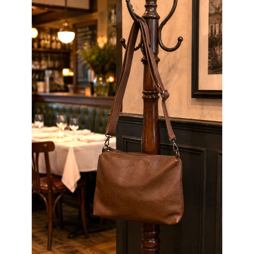 NWOT Joy Susan Women's Crossbody Bag Vegan Leather Cognac Brown Medium Boho